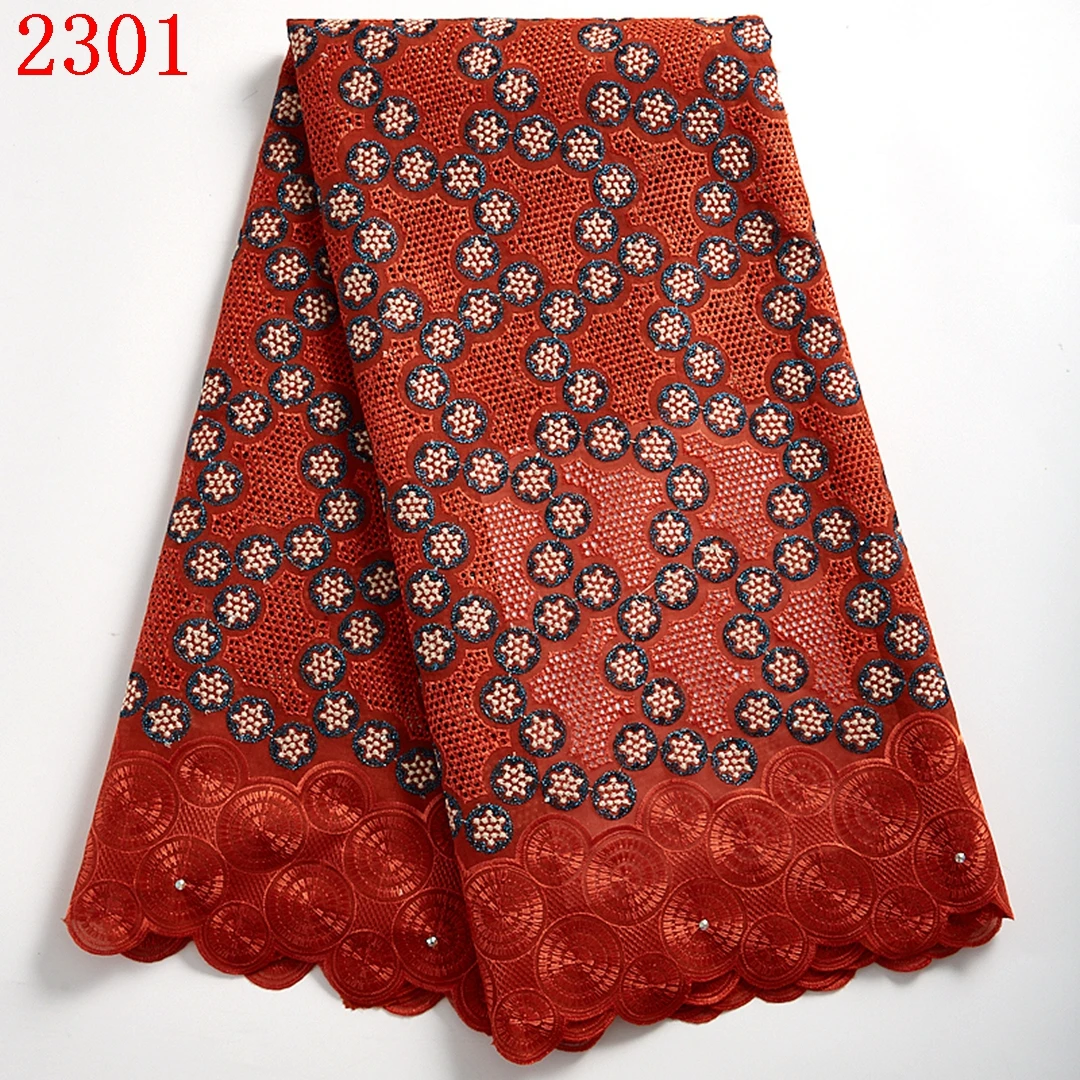 

Wholesale Price African Swiss Voile Cotton Lace Fabric With Stones Free Shipping Dry Cotton Lace 2301