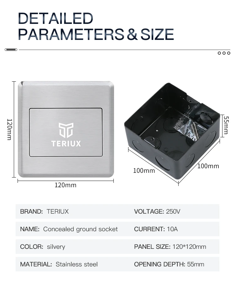 Wholesale USA standard Stainless steel electrical power supply 16A hidden socket box