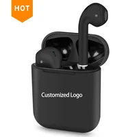 

2019 new arrivals custom logo print wireless in ear earbuds i12 tws black