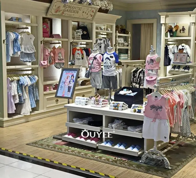China Factory Manufacturer Cute Baby Clothes Store Display Furniture