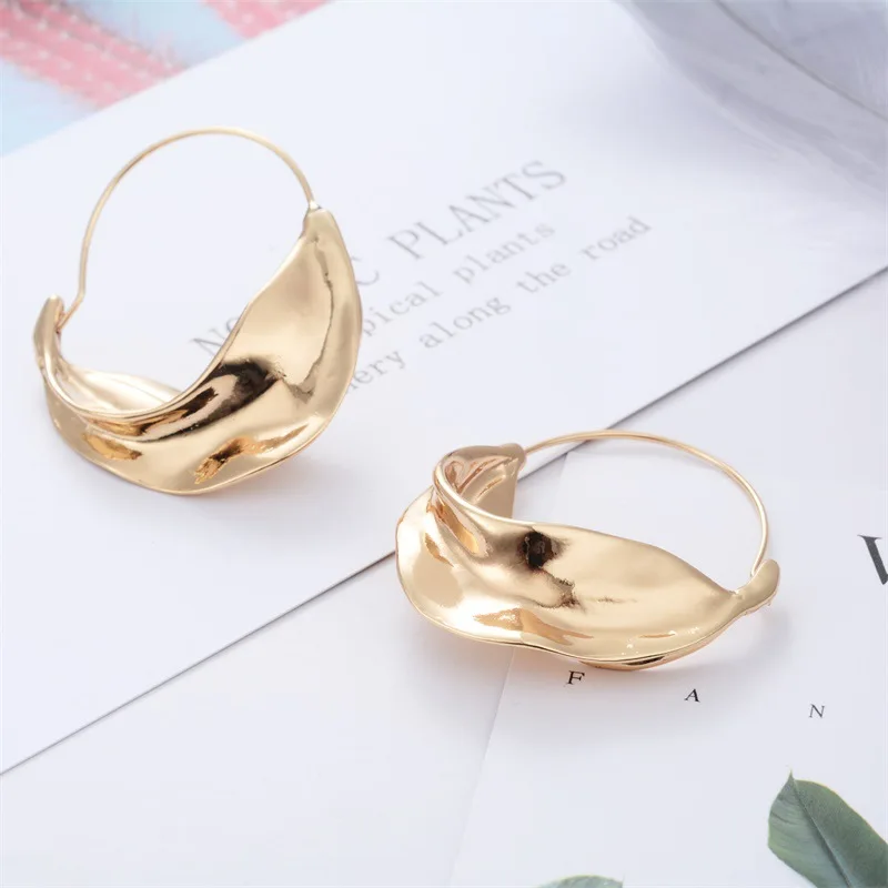 

SC Vintage Geometric Earrings Gold Plated Earrings Wholesale Personalize 18K Real Gold Plated 3D Hollow Circle Big Hoop Earrings