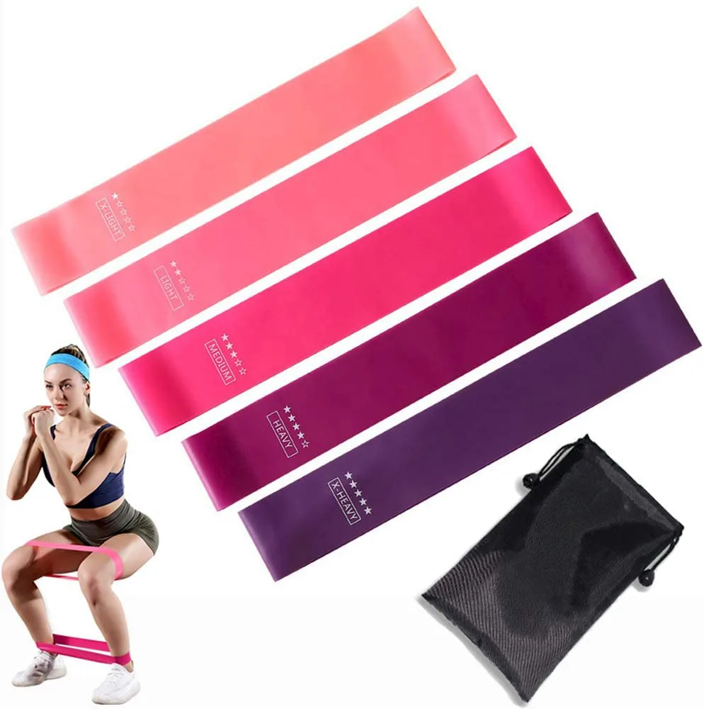 

Gym fitness Custom printed logo Yoga Stretch Band Latex exercise mini loop band resistance band sets, Customized