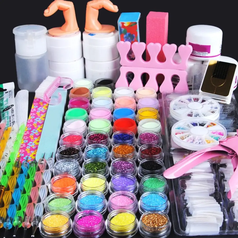 Amazon Hot Sale UV Glue Nail Art DIY kits  Acrylic Powder Manicure Nail Art Set Glitter For Nails DIY All In
