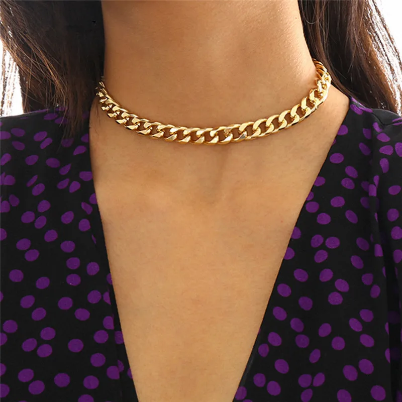 

Newest Hips Hops Jewelry Curb Chain Necklace Gold Filled Miami Cuban Link Chain Choker Necklace for Men Women