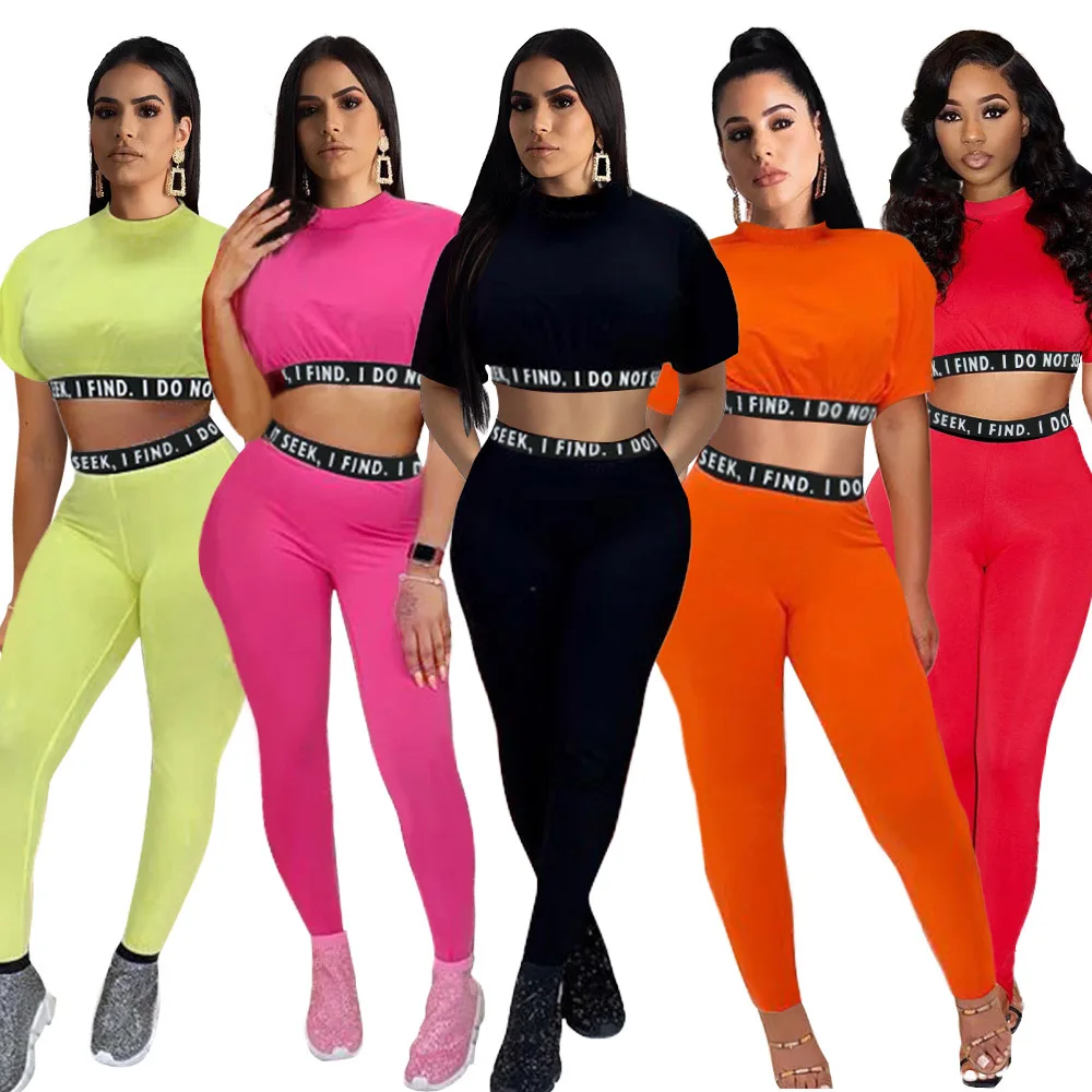 

Women Sexy Letters Print 2 Piece Sweat Suit Long Sleeve Two Piece Crop Top Set, Orange, black,red, yellow, rode red