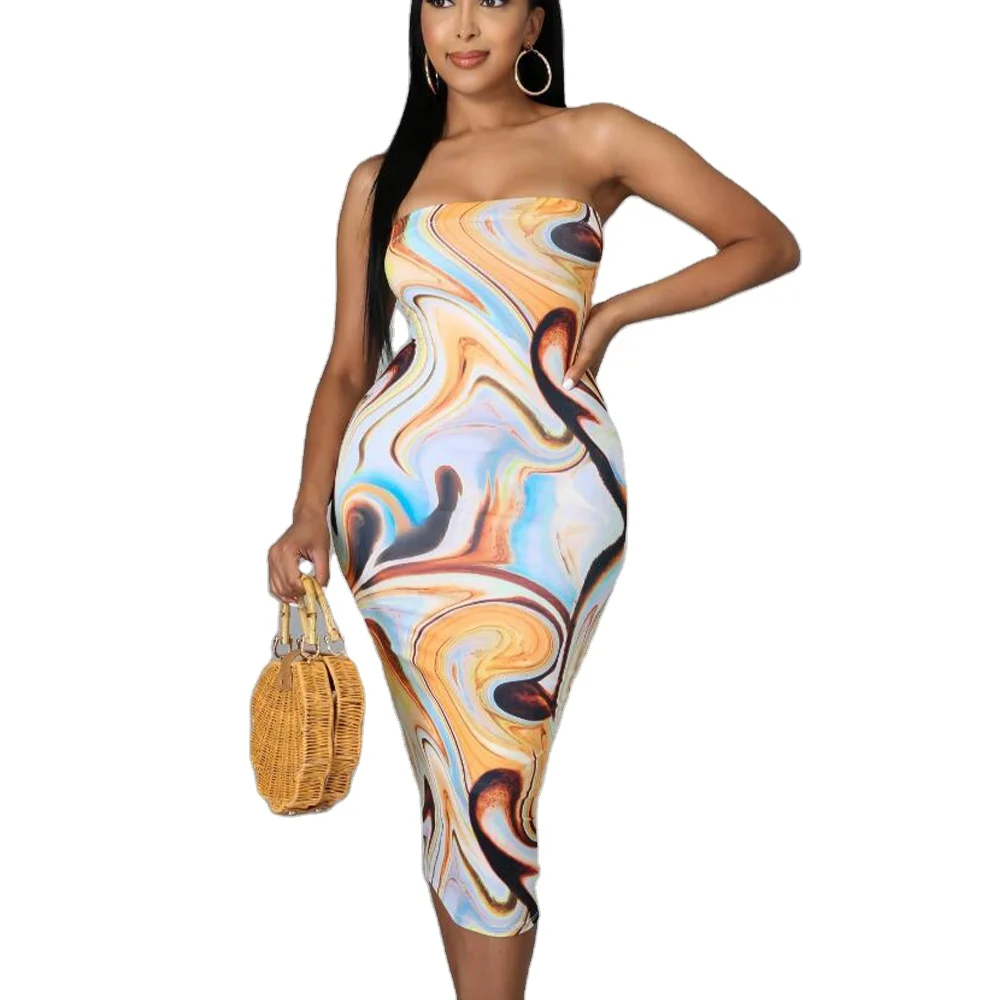 

Latest new design printed bodycon maxi dress 2021 wholesale elegant bandage fashion ladies dresses summer, Picture shown