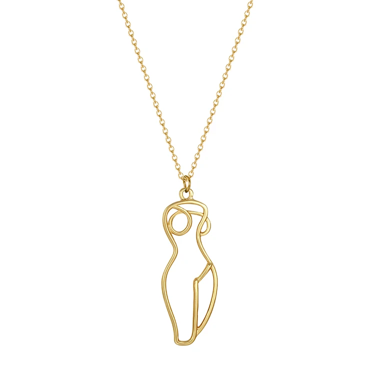 

Gold Silver Nude Female Body Charm Necklace 18 Inches Chain Dropshipping, Silver/gold