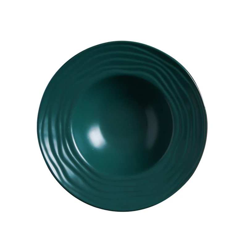 

Wholesale Nordic Creative Matte Ceramic Wave Straw Hat Soup Plate, Matt black white blue green pink