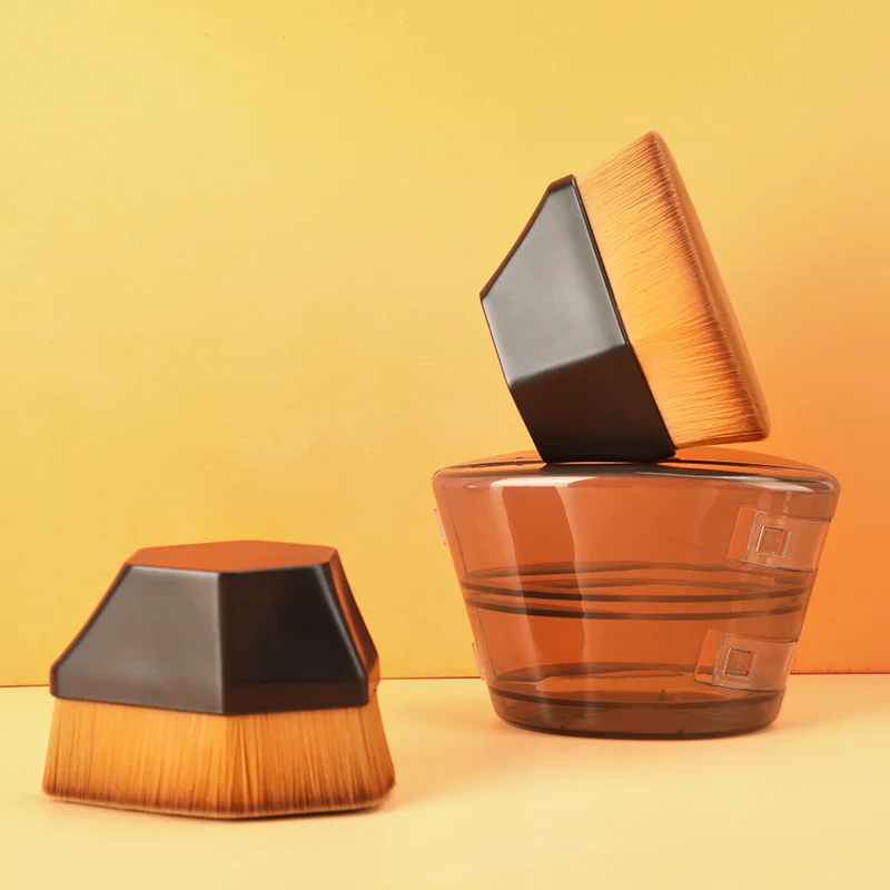 

personalized supplier wholesale makeup brushes flat single black portable foundation brush make up, As the picture