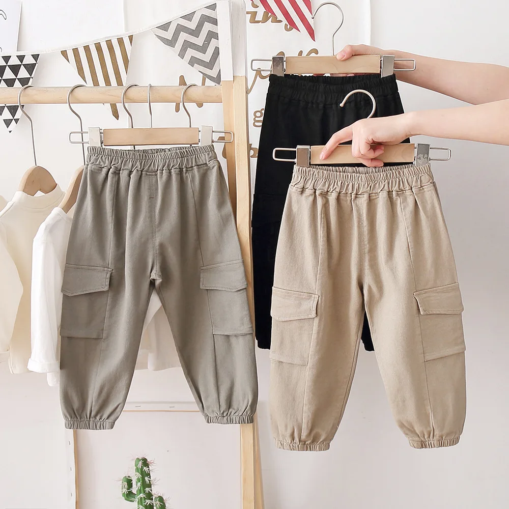 

spring baby boys pants brown solid casual kids clothes trousers wholesale boutiques