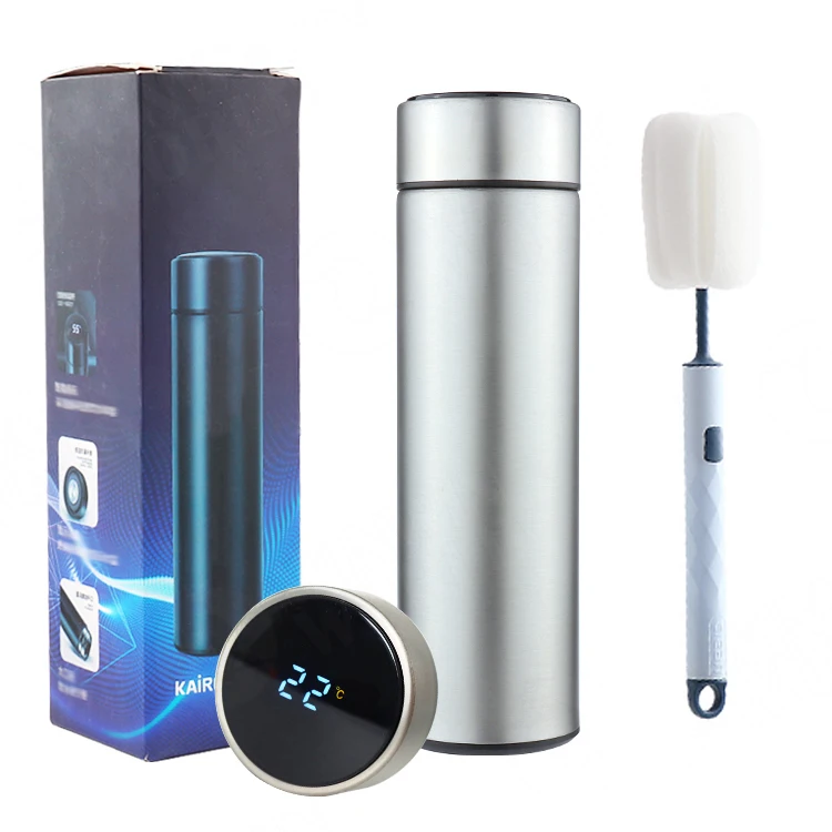 

Hot Selling Luxury 500ML 304 Stainless Steel Well Sealed LED Digital Display Water Smart Thermos Water Bottle