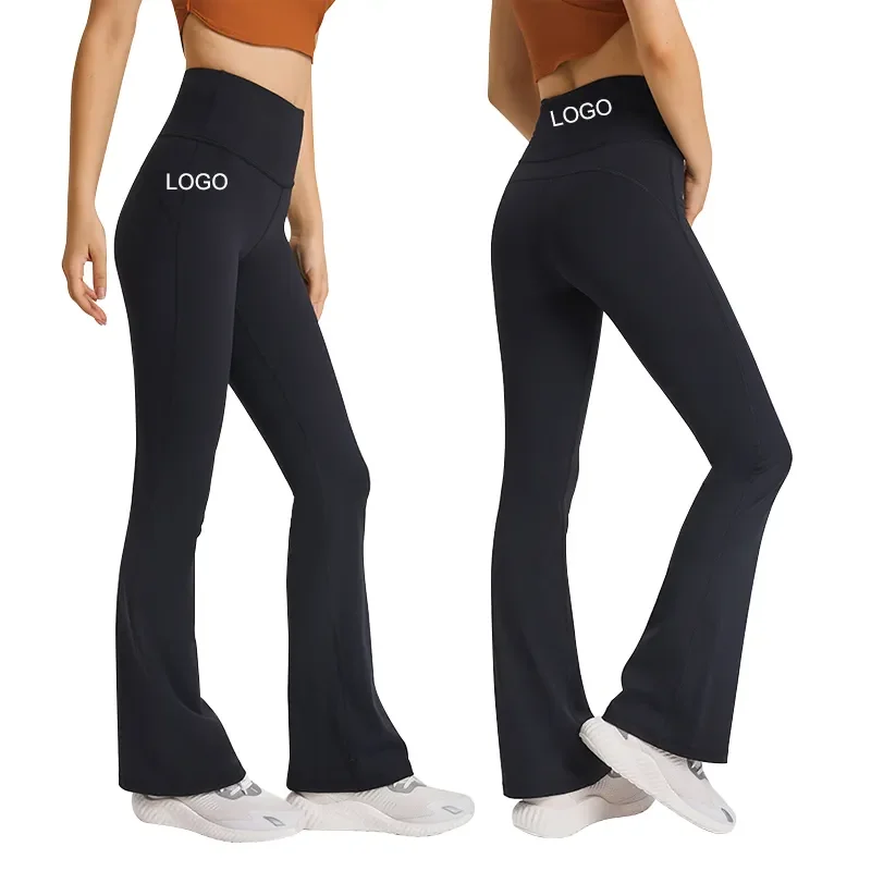 

Hot Selling High Rise Align Yoga Women Fitness Leggings Boot Cut Leggings Fitness Flare pants with waist pocket