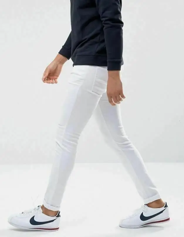 

2022 classic designer men's jeans pants men straight jeans stylish denim jeans men street wear white slim fit stretch pant, Blackand white