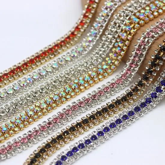 Fashion fancy rhinestone cup chain crystal rhinestone trimming cup chain for decorations