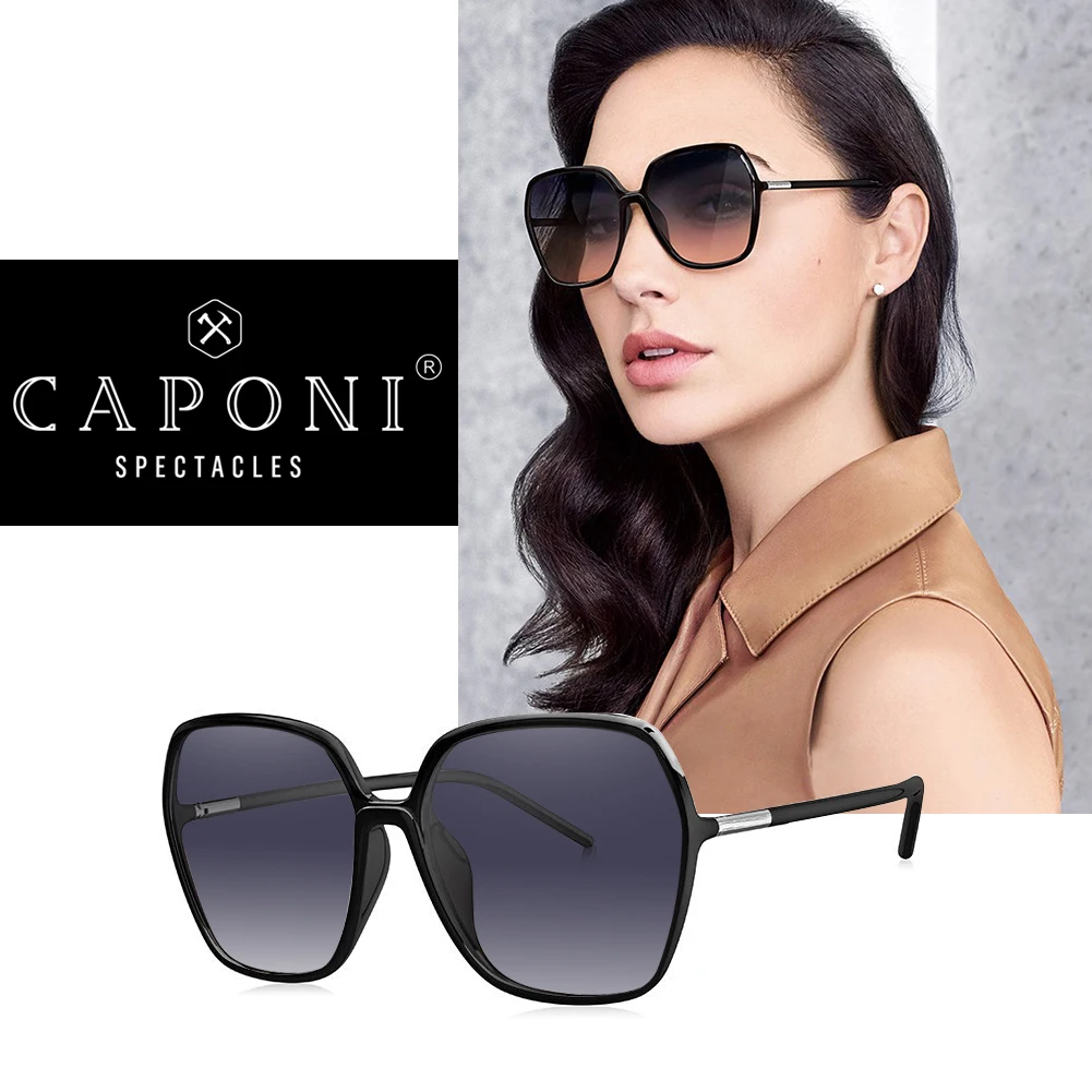 

CAPONI Women All-match Oversize Black Frame Polarized Sunglasses 2021