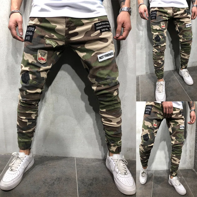 

Custom Logo Mens Joggers Pants Men Camouflage jeans Male Jogger Camo Trousers With patch patch label pant, Multi color