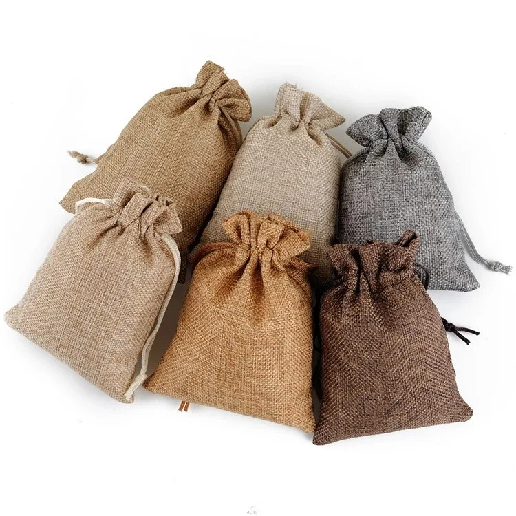 

Promotion Small Burlap Fabric Gift Wrap Lightweight Gift Bags for Guest Party Weeding Birthday Christmas Santa Sack, Brown, grey, coffee, yellow, natural or customize