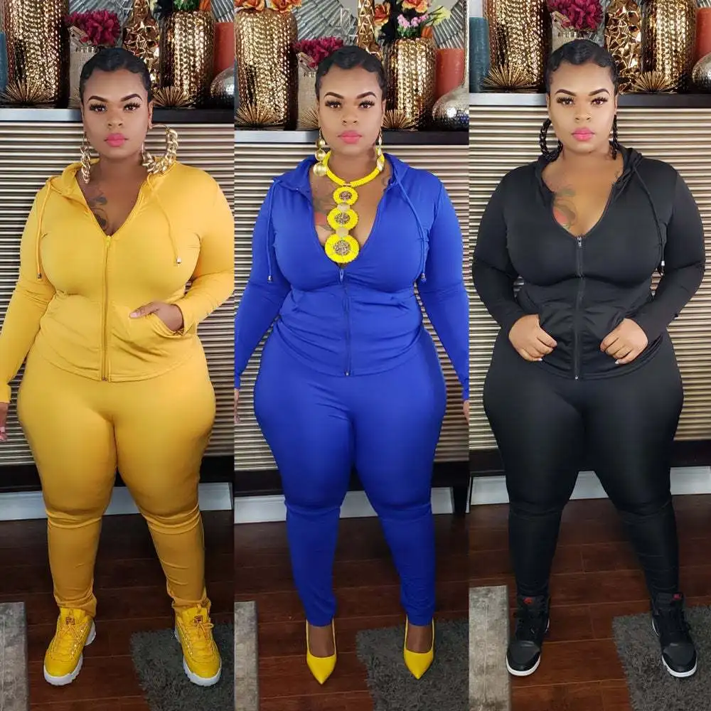 

Customized LOGO plus size women's pure color sports and leisure women's two-piece suit SC0110