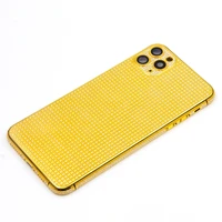 

For iPhone 11 Pro Max Cover Full Diamond 24k Gold Plated Replacement Cover for Apple Phone Mobile Phone Golden Housing