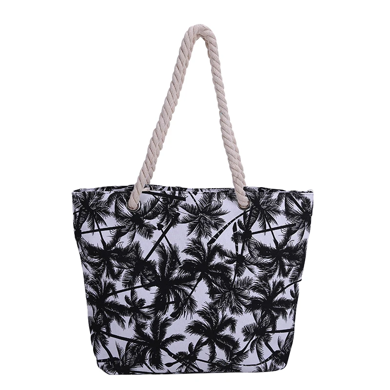 

OEM Factory Twinkle With Zipper Portable Coconut Beach Bag Canvas Handbags