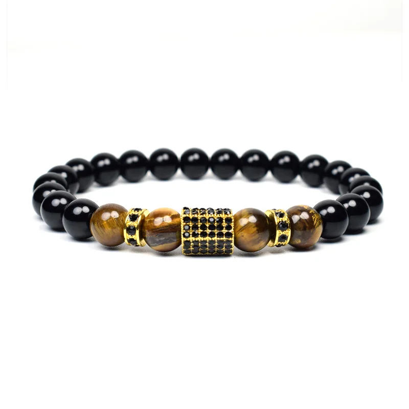 

Fast shipping handmade natural staone beads zircon braceleyt for men, Like picture