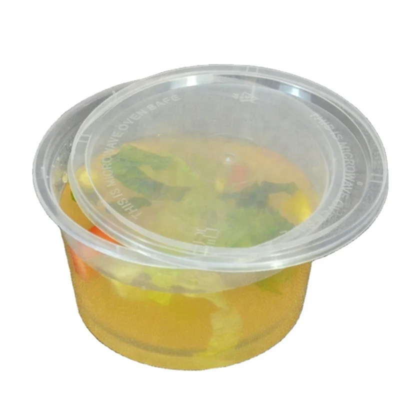 

Takeaway Food Bento Package Round Plastic Disposable Eco Lunch Box With Lids, Transparent