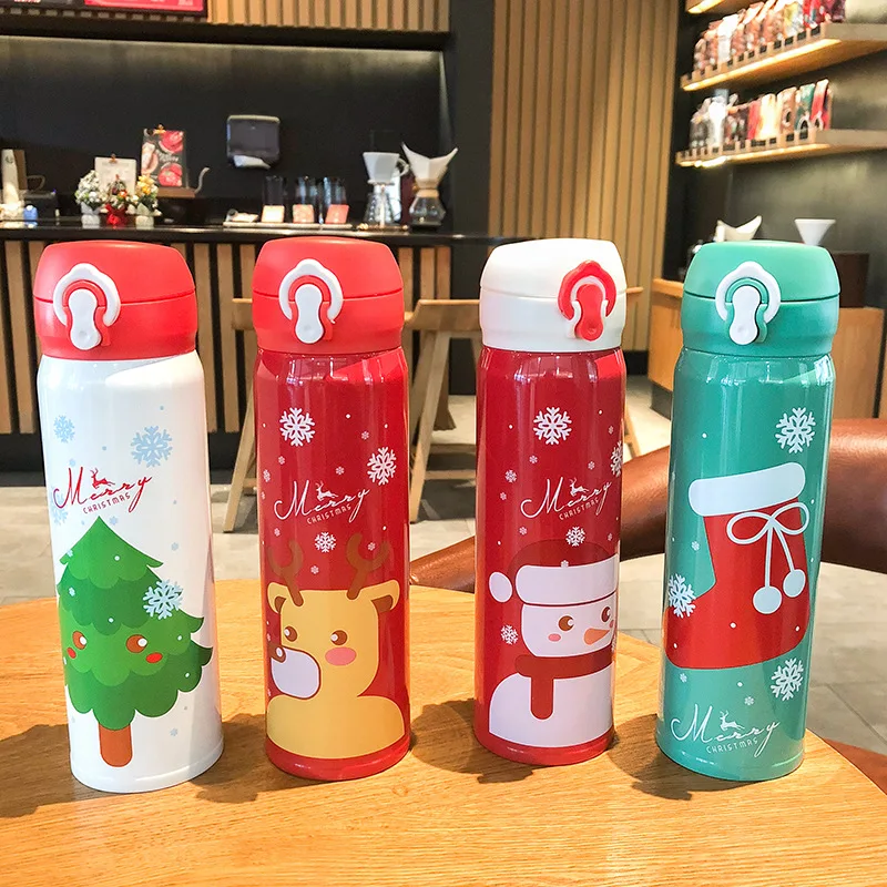 

Feiyou custom Lovely Christmas Thermos cup small fresh cartoon stainless steel straight vacuum water cup, Customized color