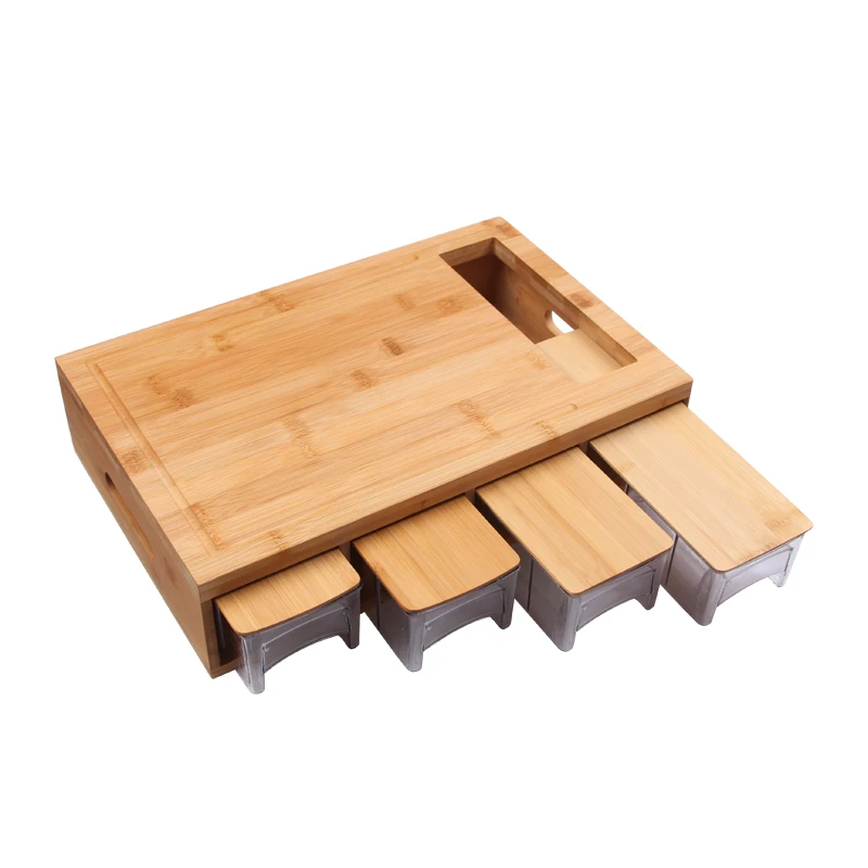 

Extra Large Kitchen Bamboo Wood Cutting Board With acrylic drawers