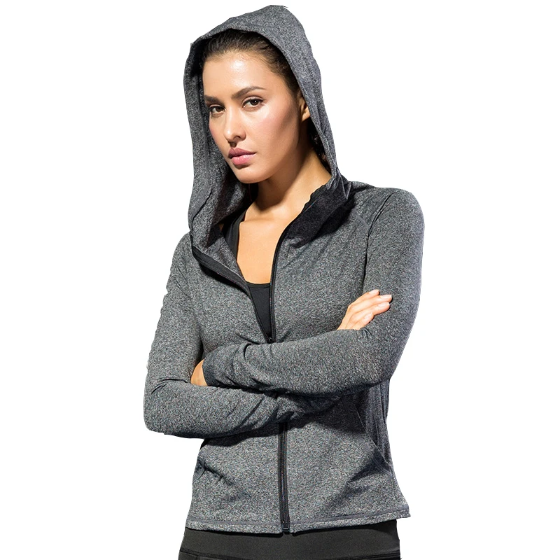 

Wholesale Custom-made Full Zipper Women's Running Gym Training Sport Jacket Hoodies Jersey, As photo