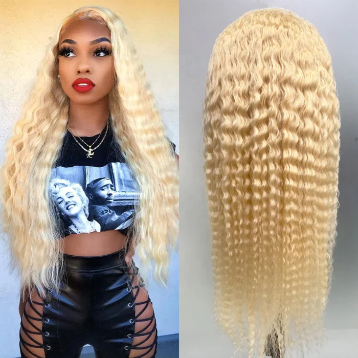 

Premier Ombre Deep Wave Frontal Wig Honey Blonde 613 Deep Wave 13x4 Lace Frontal Human Hair Wigs