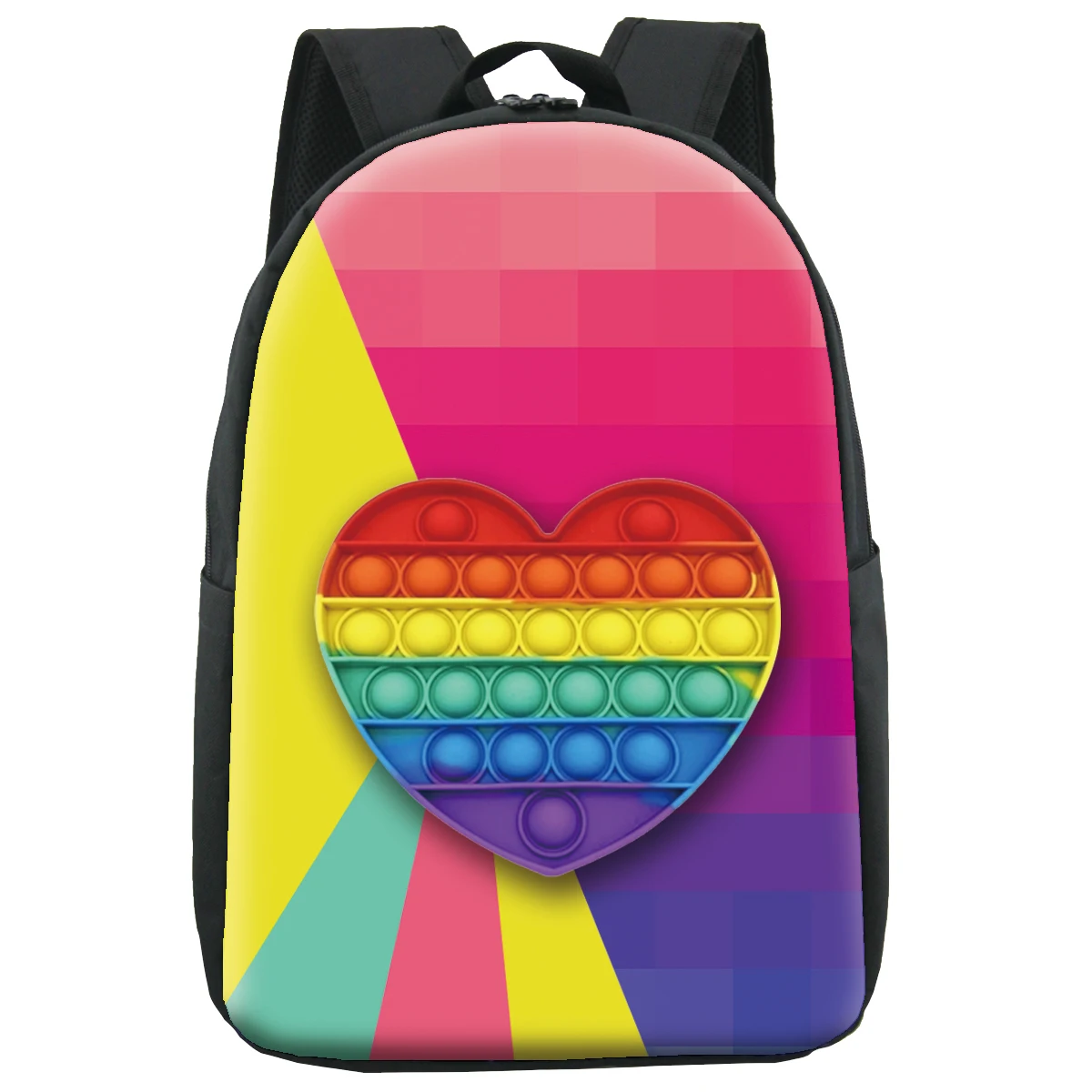 

Large capacity pop it kids backpack with two side pocket shoulder strap adjustable school pop it backpack