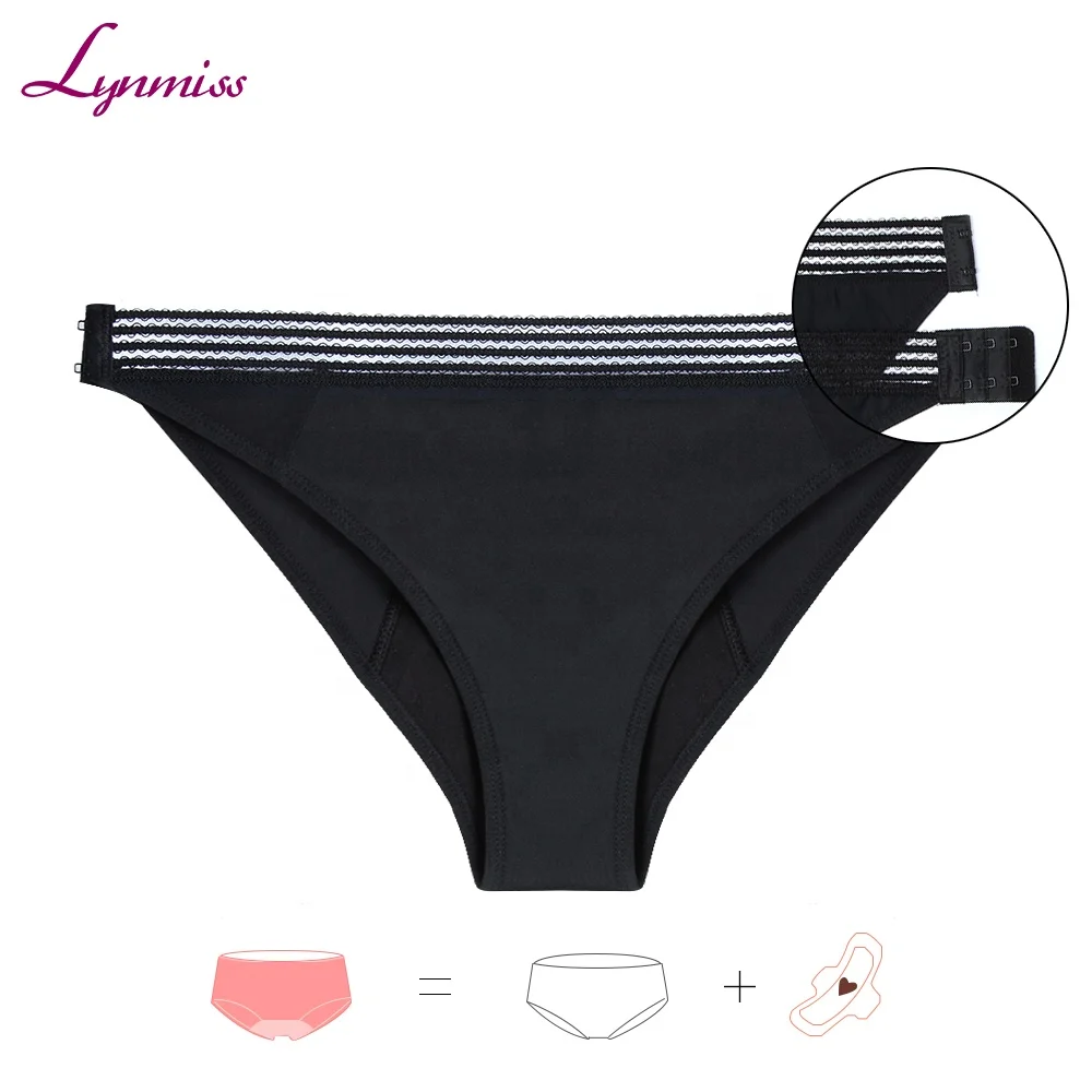 

LYNMISS New Design Button Period Undies Easy to wear Bamboo Leak proof Period Panties for women Black Teens menstrual panties