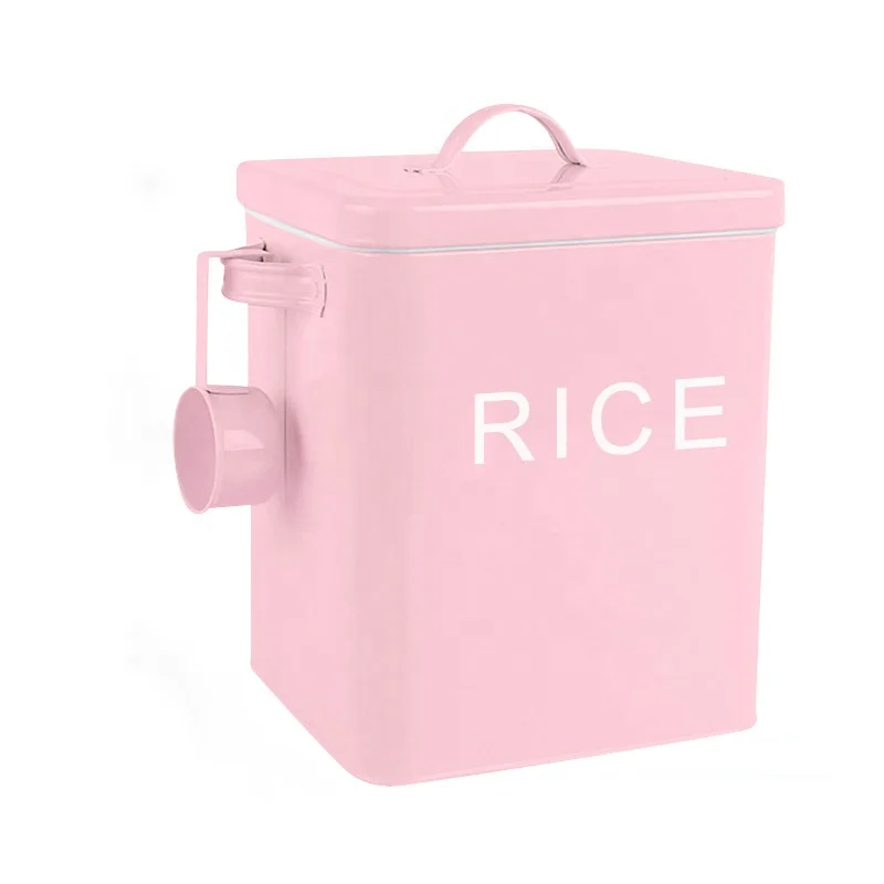 

Large Metal Material White Pink Strong Durable Sealing Moisture Water Proof Pet Food Storage Container For Cats And Dogs