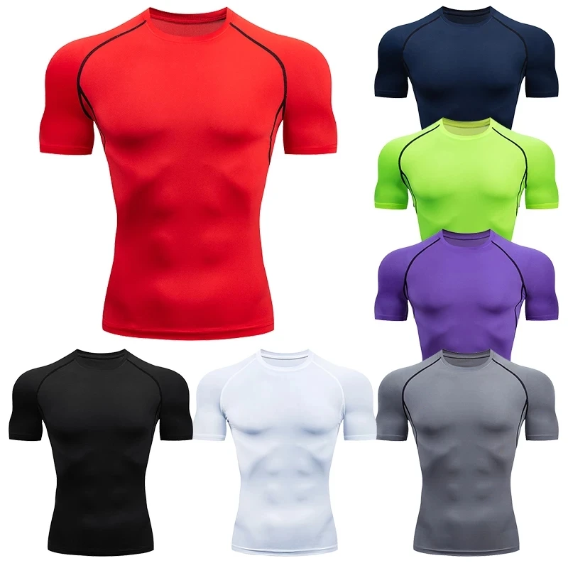 

Men's Running Compression T-shirts Quick Dry Soccer Fitness Tight Sportswear, 7 kinds