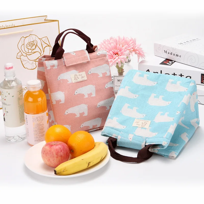 

2022 insulated lunch bag thermal custom flamingos printing tote bags cooler picnic food lunch box bag, Picture