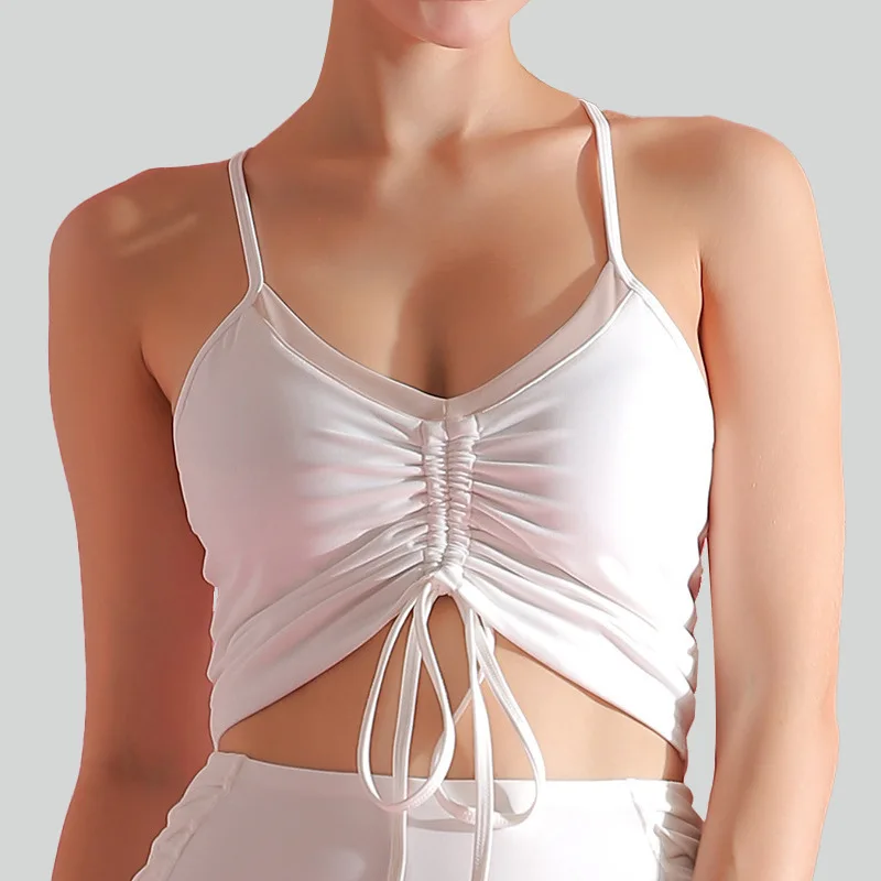

Plus Size Sexy Straps Croptop Yoga Running Padded Tank Fitness Gym Camisole Longline Vest Workout Sports Bra Croptop, Customized colors