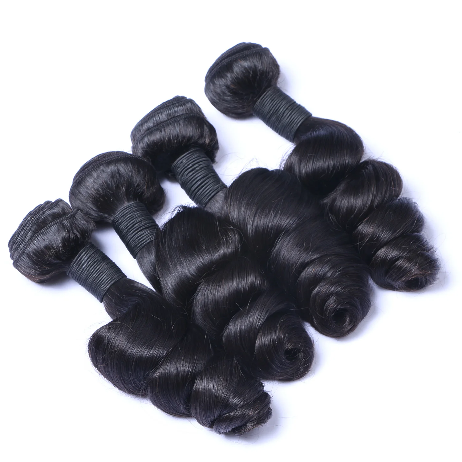 

human hair bundles Grade 9A Natural Black Raw Virgin Double Drawn Human Hair Bundles With Closure