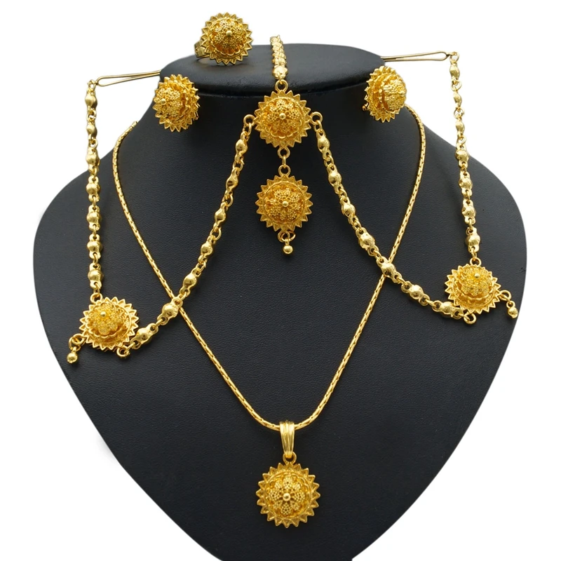 

YULAILI Latest Fashion Mexican Jewellery Artificial Gold Traditional Necklace Sets, Gold red any color is avaliable