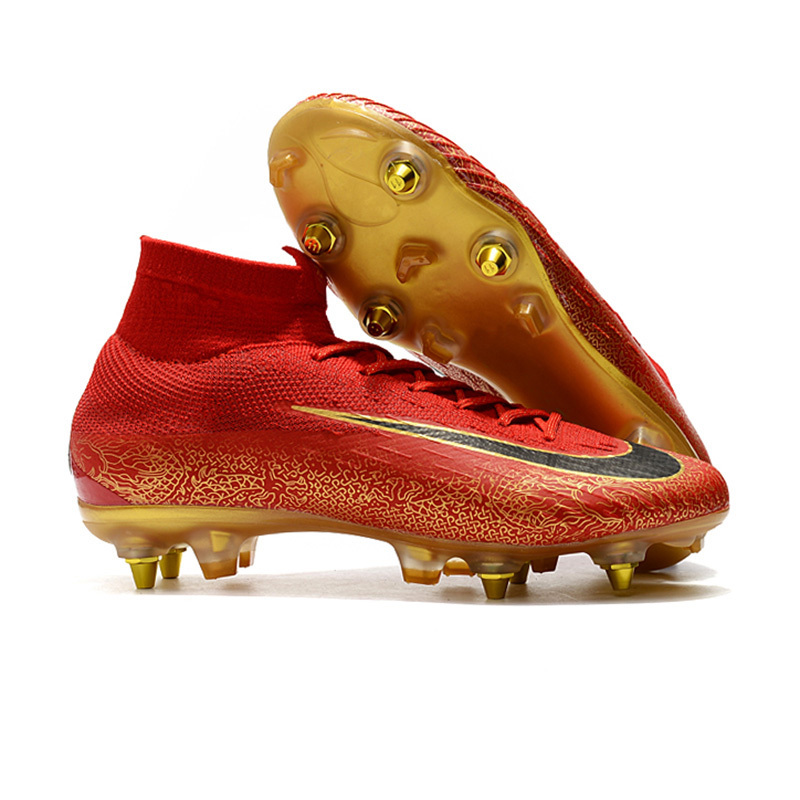 Hot Sale Men Outdoor Training Professional Soccer Shoes Superfly High Ankle VI Cr7 SG Football Boots Factory Cleats Wholesale