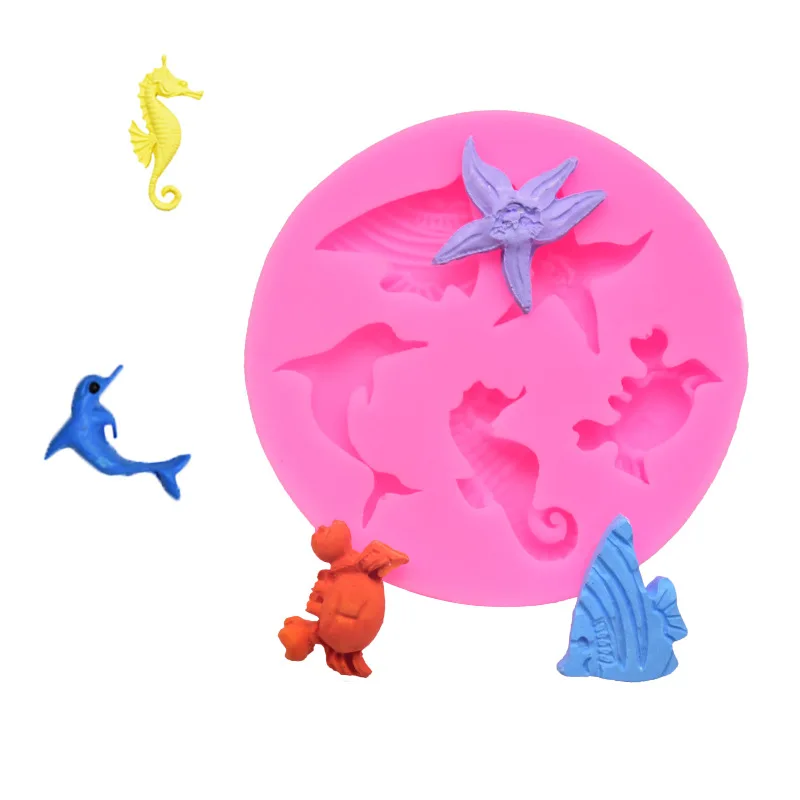 

High Quality Marine Life Silicone Mold Animal Fondant Chocolate Gumpaste Cake Mould Cake Decorating Tool Bakeware, As the picture