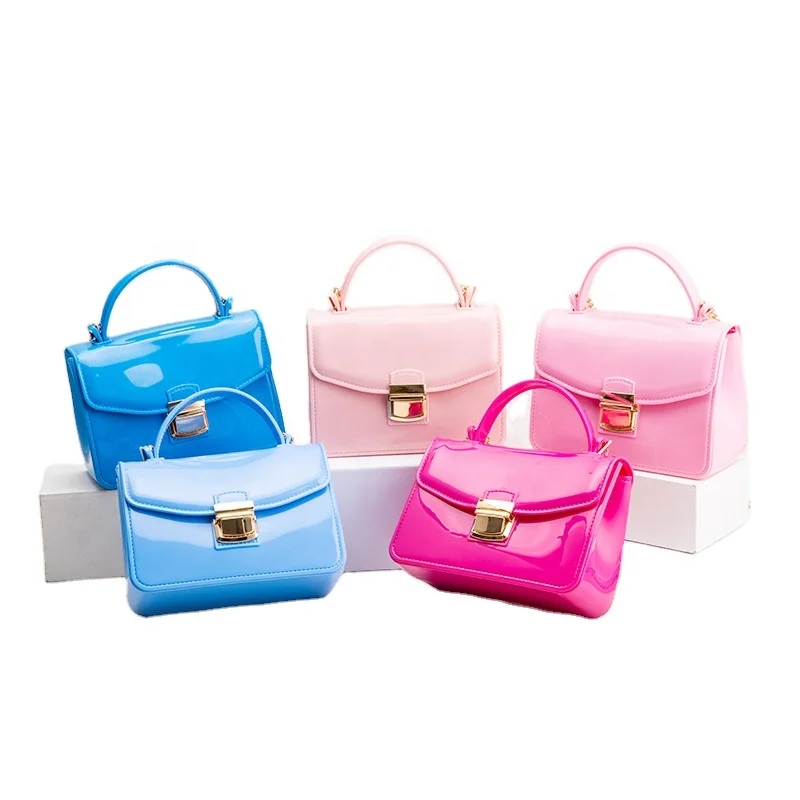 

2021 Trendy Summer Women Beach Candy Color Girl Shoulder Bags Mini Squre Jelly Bag