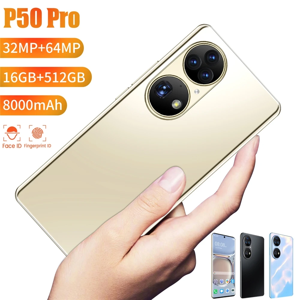 

Dropshipping 7.3inch Full Screen Smartphone P50 Pro Mobile Phone 16GB+512GB Dual Sim Cellphone