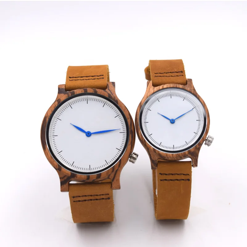 

Simple bamboo and wood couple quartz watch zebra grain wooden watch custom logo, Natural wood color