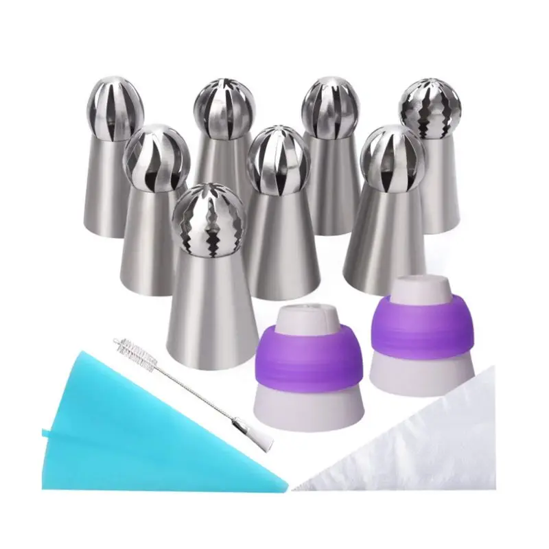 

Lixsun Amazon Hot Sales 23PCS Stainless Steel Torch Shape Cake Piping Icing Tips For Russian Tulip Nozzle Set, Silver