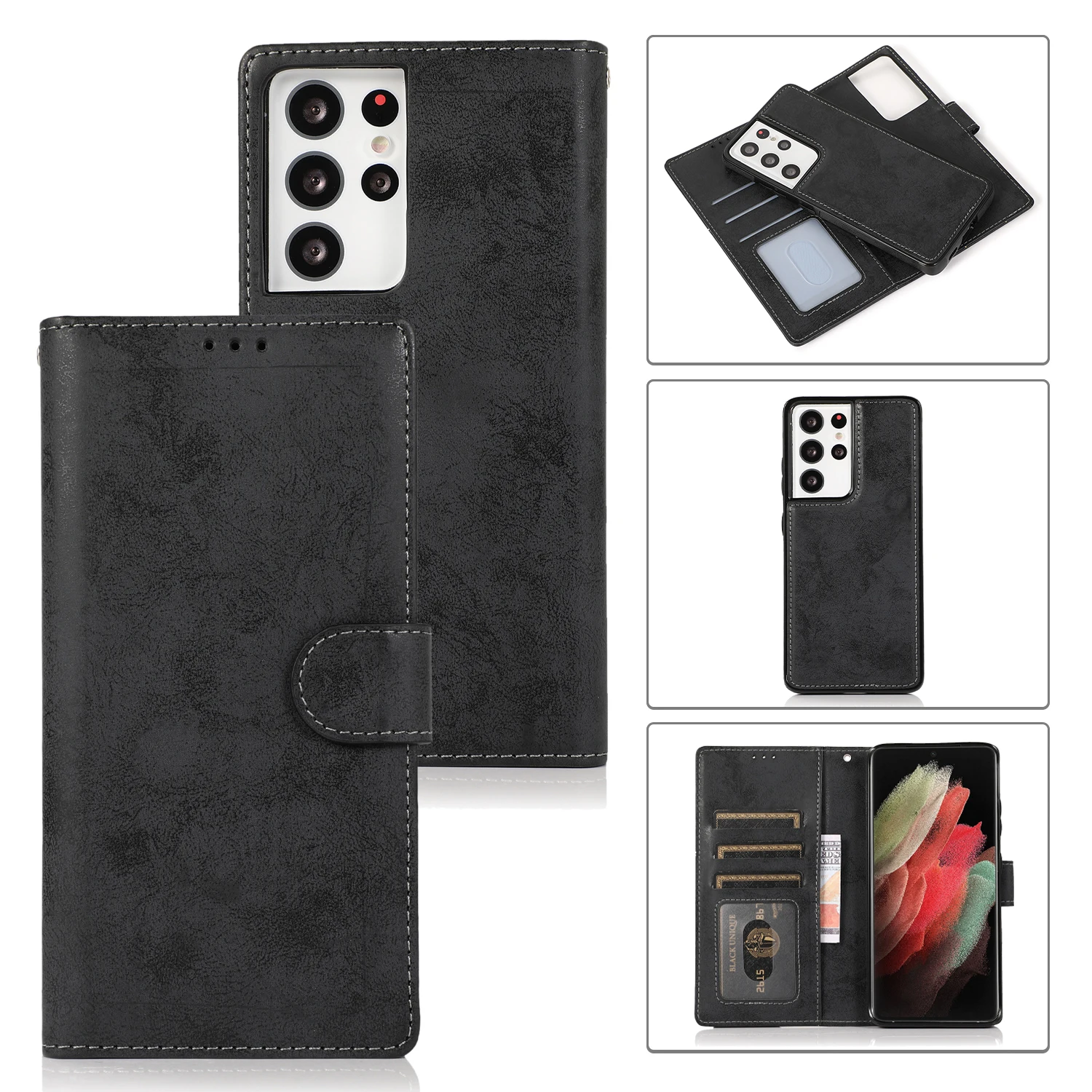 

Fast Delivery Detachable TPU Leather Case & Card Holder For iPhone 12 12 Pro Wallet Case Detachable Leather Phone Case