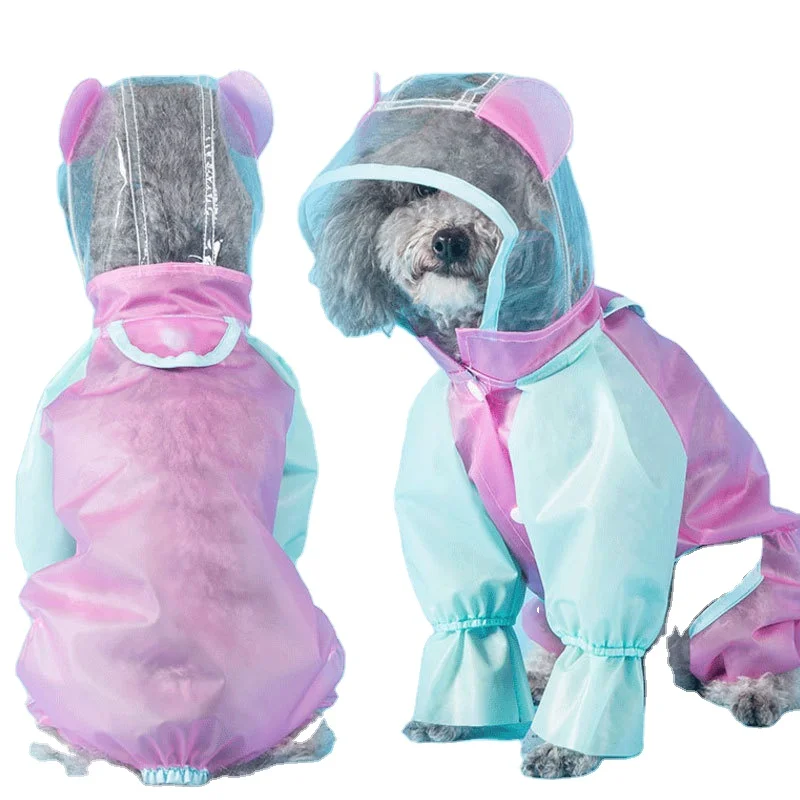 

Dog Raincoats Strip Hoodie Rain Poncho Jacket
