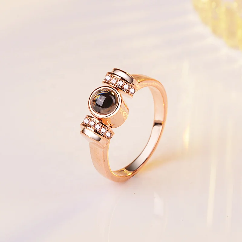 

New Design 100 Languages "I Love You" Memory of Love Rose Gold Rings Engagement Wedding Ring Creative Women Jewelry Gift