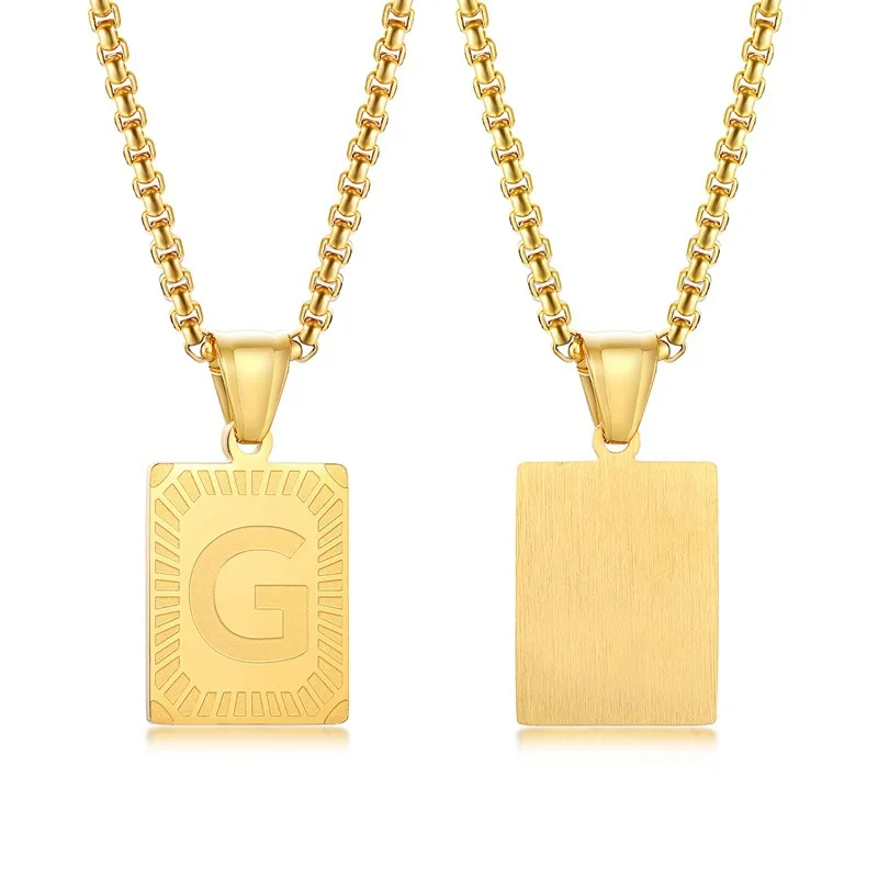 

Fashion Hip Hop A-Z 26 Letter Necklace Women Men 18K Gold Plated Stainless Steel Chain Necklace