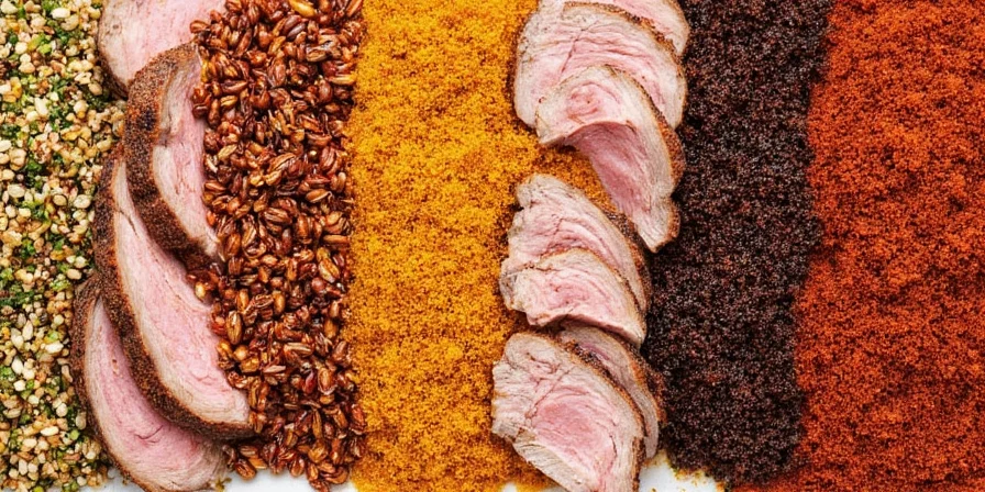 Spice Rack Next to Smoked Brisket