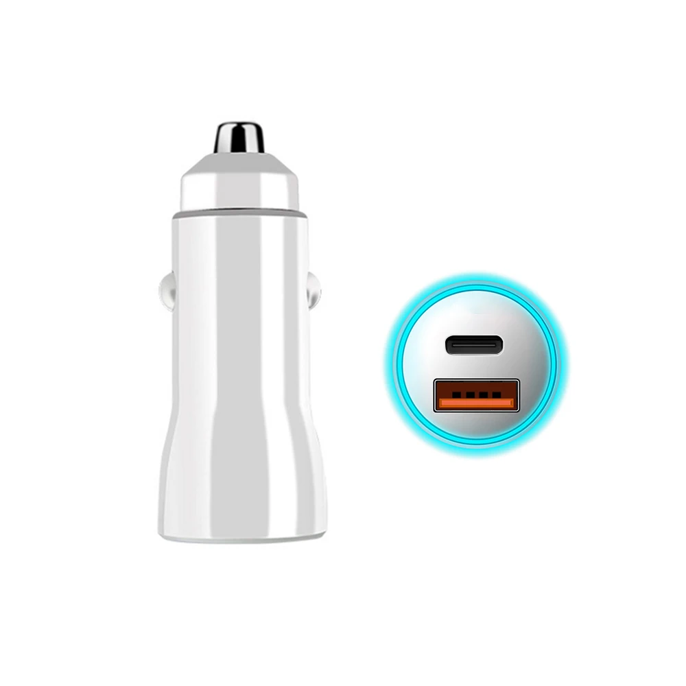 

Dual USB Car Charger Socket With Type C Port Charger Car Usb Smart Car Charger, Black/ white